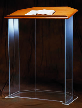 Acrylic Pulpit 3351W Wood Top